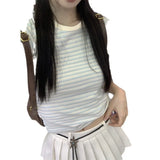 Toloer Short-Sleeved Striped T-Shirt Female 2024 Summer Hot Girl Slim Slim Bottom Shirt Versatile Student Short