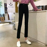 Toloer Black Jeans Women's Fall 2024 New High Waist Loose And Versatile Show Thin High Wide Legs Eight Nine Minutes Pants-Outfit