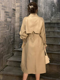 Trench Women Autumn Winter 2023 New Double Breasted Belted Loose Korean Jacket Office Lady Outerwear Female Fashion