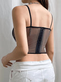 Lace Paneled Mesh Corset Top-Outfit