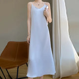 Acetate Silk Sling Dress Women Summer Loose Inside The Long Dress French Design Fairy Set Of