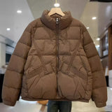 Autumn And Winter New Light Down Jacket Female Short Fashion Foreign Style Loose Stand Collar White Duck Velvet Warm Coat Tide-Outfit