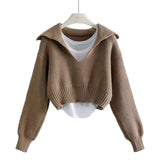 Fashion Sweater Set Women's New Deep V-Neck Collar Sweater Sling Vest Two-Piece Set In Autumn/Winter