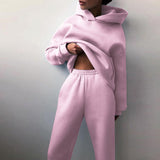 Toloer 2024 Women's Solid Color Casual Fashion Pants And Thick Long-Sleeved Hoodie Hoosuit For