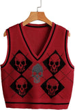 Toloer Sweater Vest Vest Coat Autumn And Winter Women's Wear With Knitted Halloween V-Neck-Outfit