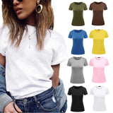 Women's Solid Color Pullover T-shirt Short Sleeve