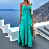 New Sling Multicolor Dress INS Casual Fashion Dark V-Neck Dress In Summer-Outfit