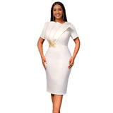 Temperament Round-Neck Three-Dimensional Lotus Leaf-Side Dress Collection Waist Thin Temperament Ass Banquet Dress