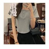 Toloer T-Shirt Female 2024 Summer New Korean Version Casual Show Thin Inside The Students Slim High Waist Student Jacket