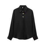Silk Lithry Shirt 2025 Spring New Women's Fashion Gold Buckle