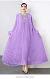Women's Dress 2025 New Famous Heavy Industry Drilled Hair Sleeves To Close The Waist Pressure Folding Long