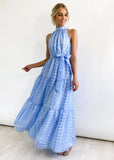 Summer New Leisure High-End Feeling Sleeveless Waist Swing Gentle Wind Dress Women's Long