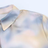 Long-Sleeved Top Women's Spring 2025 New Dopamine Color Dizzled Chiffon Sleeve Shirt