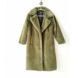 Ladies Faux Leather Long Coats Femme Pockets Soft Mink Fur Women Trendy Street Style Loose Short Outwear