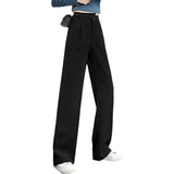 Toloer Wide Leg Pants Female Autumn Bf Large Size Fat Mm High Waist Show Thin Straight Tube Sense Suit Pants Female Professional Wear Summer-Outfit