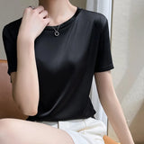 Toloer Summer Women's T-Shirt New Super Soft Bat Sleeve Simple Short-Sleeved Women's Top Bottom With Sleeveless Vest-Outfit