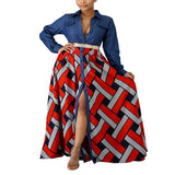 Spring Summer New Women's Dress Denim Woven Stripe Print