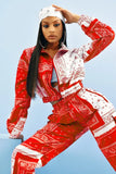 Bandana Print Two Piece Set Causal Paisley Print Long Sleeve Zippers Short Jacket Tops Jogger Pants Suit Outfit Street