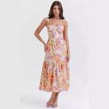 Women's Clothing 2026 Spring And Summer New Sweet Spicy Slings Solid Color A Smash Flower Cake Dress