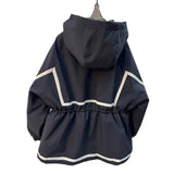 European Goods High-End Ribbon Splicing Color Storm Coat Female 2024 New Casual Loose Show Thin Short Windbreaker-Outfit