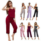 Toloer Female Summer Lace Edge Sexy Sling Trousers Two-Piece Women's Home Wear OZON-Outfit
