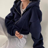 Products In The Autumn And Winter Of 2025 Add A Velvet Fashion Short-Term Repair Zipper To Keep Warm And Pure Color Hoodie