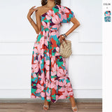 Women's Clothing 2026 Summer New Sexy Collar Print Bohemian Seaside Holiday Dress
