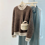 Toloer And Winter Dress New Women's Sweater Women's Korean Round Collar Bumpy Long-Sleeved Knitted Jersey Women Loose Thin
