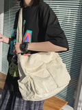 Large Canvas Satchel Bag-Outfit
