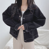 Autumn Winter Women's Short Coat Full Sleeve Single Breasted Turn-down Collar Loose Female Minimalist Casual Ladies