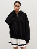 Hoodie 2024 Autumn Winter Female Neutral Fashion Street Trend Loose Lapel Zipper Hoodie-Outfit