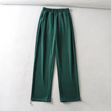 Summer New Wide-Legged Trousers Hong Kong Style Casual Floor Trousers Ladies Loose Exercise Leg Drawstring Trousers-Outfit
