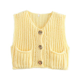 Autumn Street Shirt Fashion Cute Crochet Wool Vest Knitted Thick Knitted Vest Women's