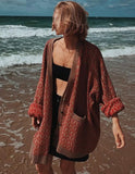 Spring Button V-neck Fashion Casual Loose Fake Pocket Cardigan