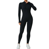 Toloer Zipper Detachable Chest Pad Long Sleeve Yoga Conjoined Suit High Intensity Fitness Exercise Conjoined Tights-Outfit