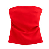Fashion Folded Women's New Trend Brag Vest Solid Color Bhise Repair Body Small