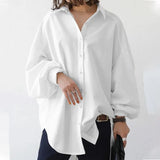 Women Oversized Long Sleeve Shirt ZANZEA Spring Lapel Neck Buttons Down Loose Tops Tunic Casual Work Blusas Solid