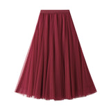 Long Yarn Skirt Half Dress Girl Autumn And Winter High Waist Long Net Yarn Skirt 100 Folding Skirt A Skirt Fairy Dress