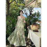 Toloer Break Broken Flower Condole Belt Dress Female Waist Show Thin Temperament Senior Feeling Hot Girl Long