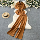 Dress Women's New Two-Piece Design Tice With Waist-Sleeved Shirt High-Rise Thin Leg Straight