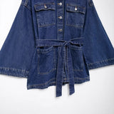 Women's Clothing 2025 Spring New Women's Waist Strap To The Waist Collar Denim