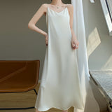 Acetate Silk Sling Dress Women Summer Loose Inside The Long Dress French Design Fairy Set Of