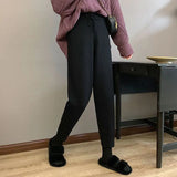 Toloer Waist Korean Version Of Knitted Grandma Pants Female Autumn New Web Celebrity Casual Bundle Foot Harun Pants Wet Line Radish Pants-Outfit