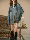 Toloer Sense Denim Jacket Female Spring And Autumn Outfit 2024 New Popular Logo Loose Niche Retro Do Old Jacket Bf