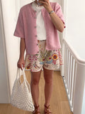 Women's Casual Pure Color Short-Sleeved Knitted
