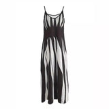 Toloer Summer New Hot Style Casual Slip Print V-Neck Sleeved Dress Dress-Outfit