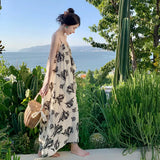 Toloer Floral Lazy Wind Dress Women's Autumn Loose Slip Skirt With A Long Skirt Holiday Beach