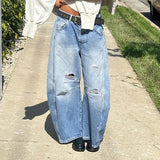 Washing Hole Banana Trousers Summer New Street Leisure High Street Trend Loose Jeans Long Trousers Girl-Outfit