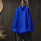 Literary And Art Retro Semi-High-Collar Sweater Women Loose Large Plate Type 2025 Autumn And Winter Casual Knitted Bottom