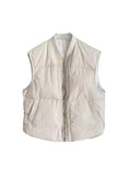 Baseball Collar Down Vest Female 2024 Winter New Fashion Vest Loose Solid Color White Duck Down Warm Vest Tide-Outfit
